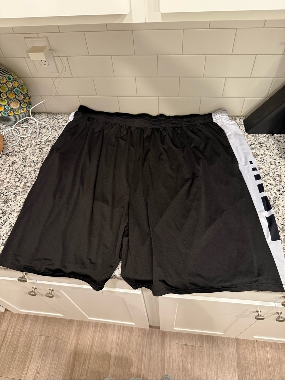 Men's Black Athletic Shorts with White Side Stripe